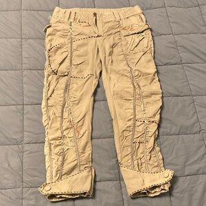 Moon Collection Tan Embroidered Women's Pants